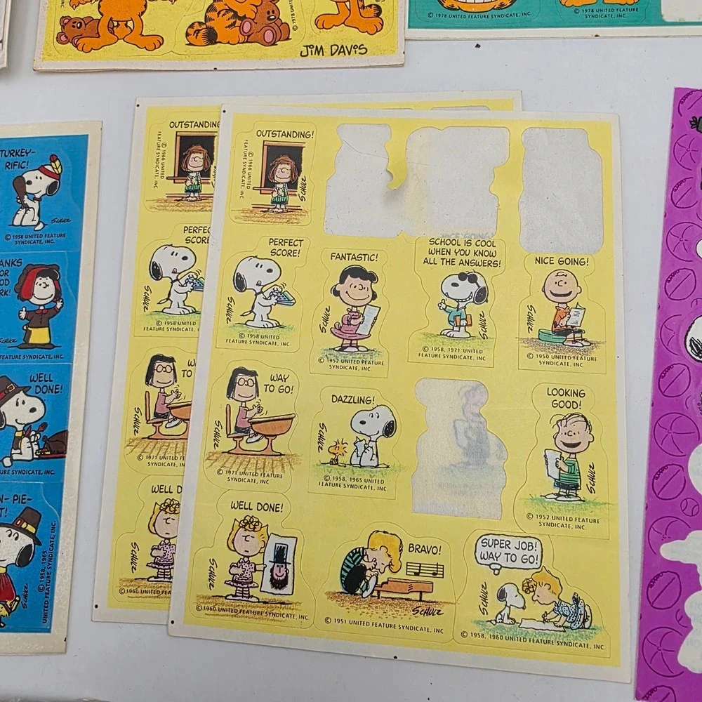 Vintage Sticker Lot Disney Winnie Pooh Tigger Peanuts Snoopy Garfield Hallmark